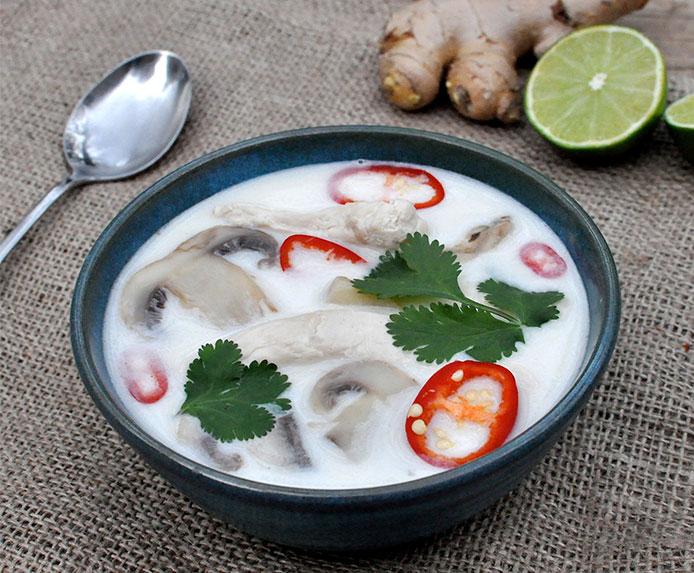 مرغ در سوپ نارگیل (Tom Kha Kai) معرفی غذای تایلند: مرغ در سوپ نارگیل (Tom Kha Kai)