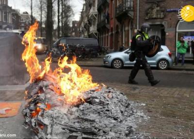(تصاویر) اعتراضات خشونت آمیز علیه محدودیت هایی کرونایی در هلند
